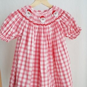 Hand Smocked Red Plaid Christmas Dress